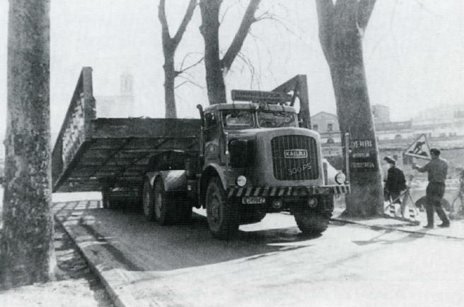 The relocation of the Clock Bridge (Pont del Rellotge) to Palamos from Girona, 1963